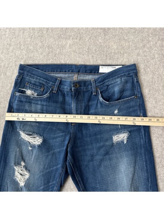 Rag & Bone Ex Boyfriend Jeans Womens 31 Doris Wash Distressed Raw Hem - Picture 5 of 14